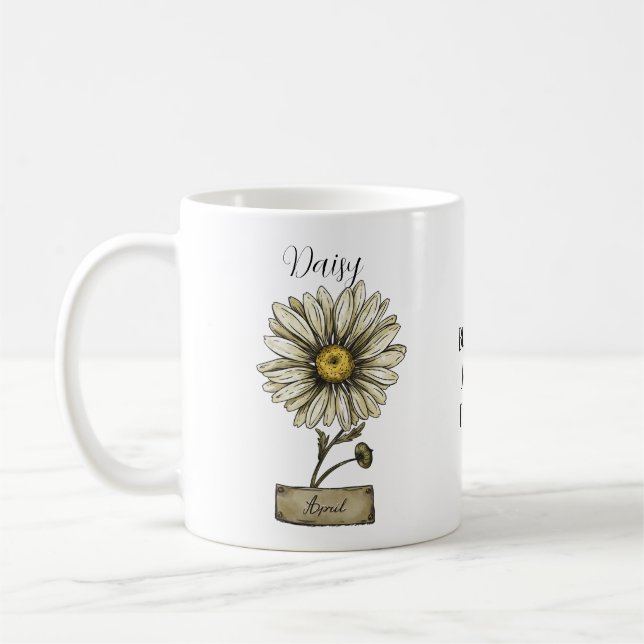 Taza De Café Birthday Flower ABRIL Birthday Daisy (Izquierda)