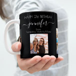Taza De Café Birthday friends black photo names<br><div class="desc">A gift from friends for a woman's 21st birthday, celebrating her life with 3 of your photos of her, her friends, family, interest or pets. Personalize and add her name, age 21 and your names. White colored letters. A chic, classic black background. Her name is written with a modern hand...</div>