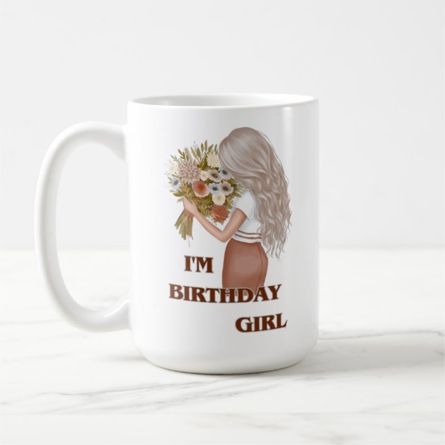 Taza De Café Birthday Girl Floral Illustration T-Shirt (Izquierda)