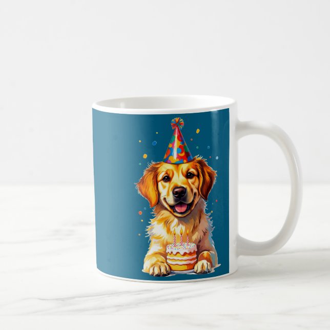 Taza De Café Birthday Golden Retriever, Party Dog  (Derecha)