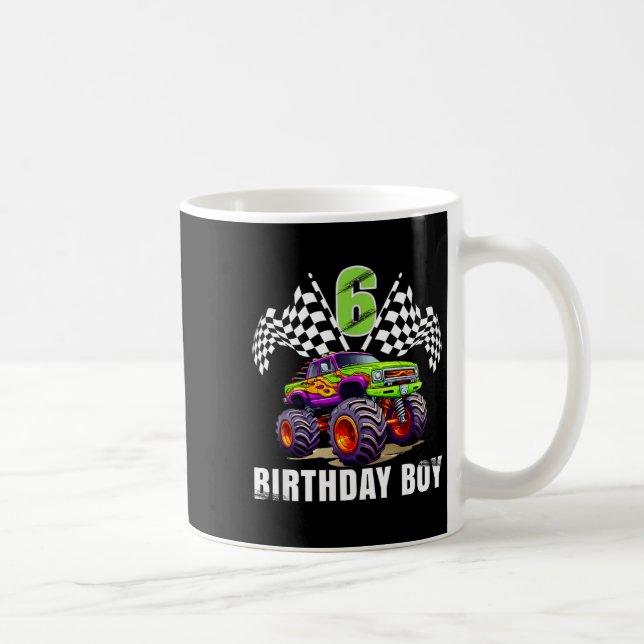 Taza De Café Birthday Monster Truck 6 Year Old Boys 6th Party  (Derecha)