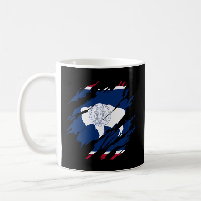 Taza De Café Bison Estatal del Orgullo de la Bandera Wyoming (Izquierda)
