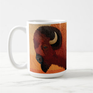 Taza De Café Bison Estilizado con Patrones Nativos Americanos