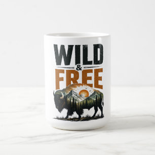 Taza De Café Bisonte Salvaje y Libre Montaña Wilderness Outdoor