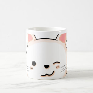 Taza De Café Bistes de gato lindo Wink Mascota de gato blanco d