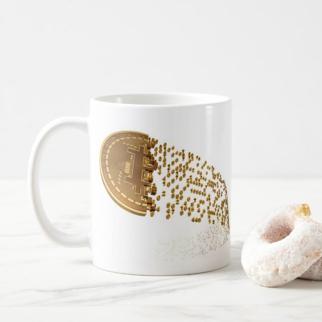 Taza De Café Bitcoin Gold Design Mug (BTC) (Con donut)