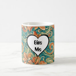 Taza De Café Bite Me Funny Heart Swirly Retro Design