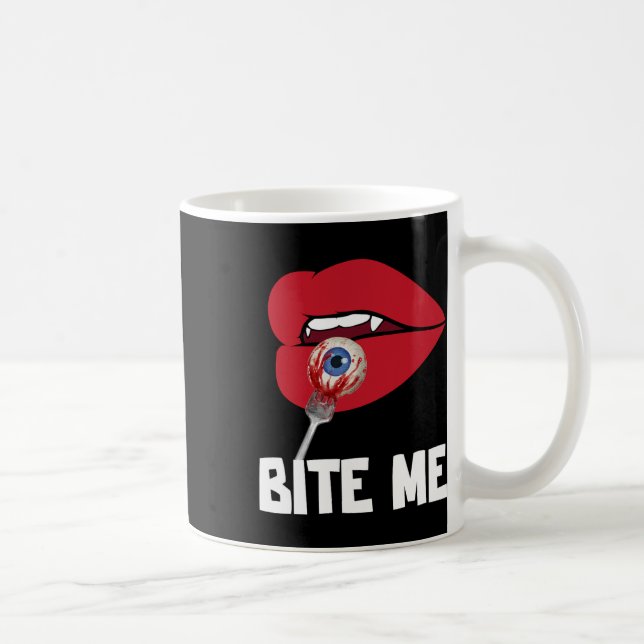 Taza De Café Bite Me Y Vampiro Lips disfraz de fiesta de Hallow (Derecha)
