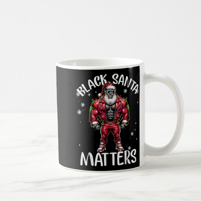 Taza De Café Black African American Santa Claus Christmas Pajam (Derecha)