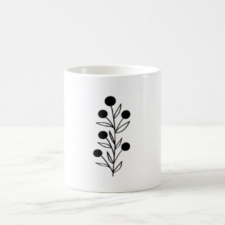 Taza De Café Black and White Botanical Line Art