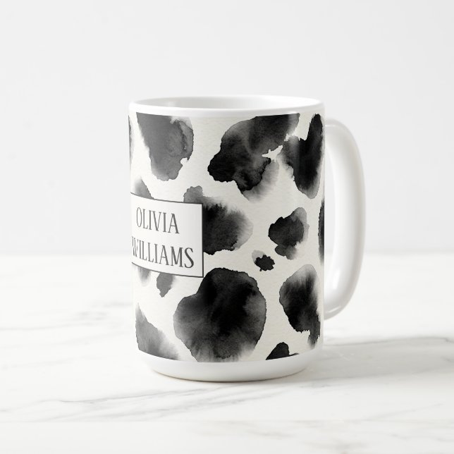 Taza De Café Black and White Cow Print Pattern (Anverso derecho)