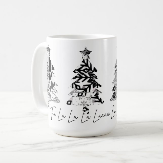 Taza De Café black and white design christmas trees (Anverso izquierdo)