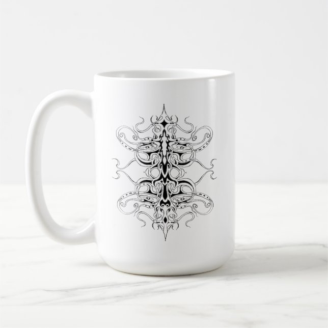 Taza De Café Black and White Empire Tribal Design (Izquierda)