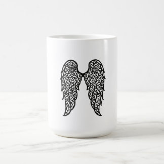 Taza De Café Black and White Lace Archangel Wings – Elegant Ang