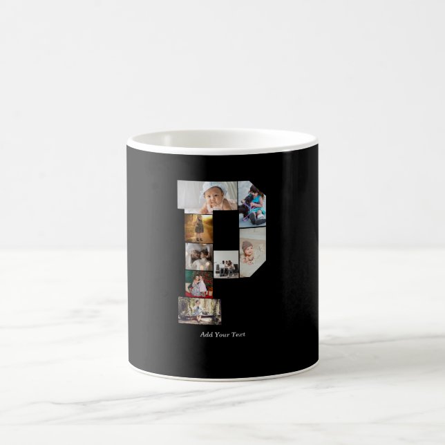Taza De Café Black and White Letter P Photo Collage (Centro)