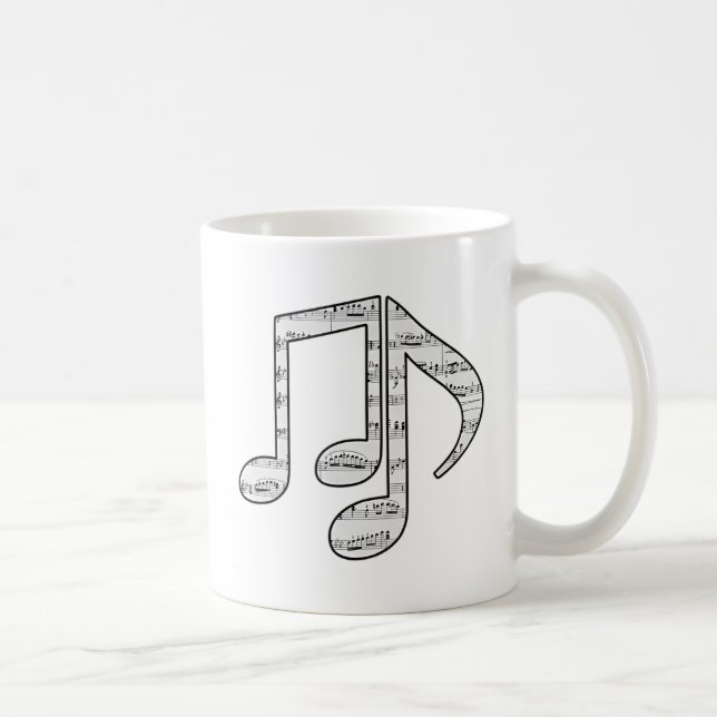 Taza De Café Black and White Music Notes (Derecha)