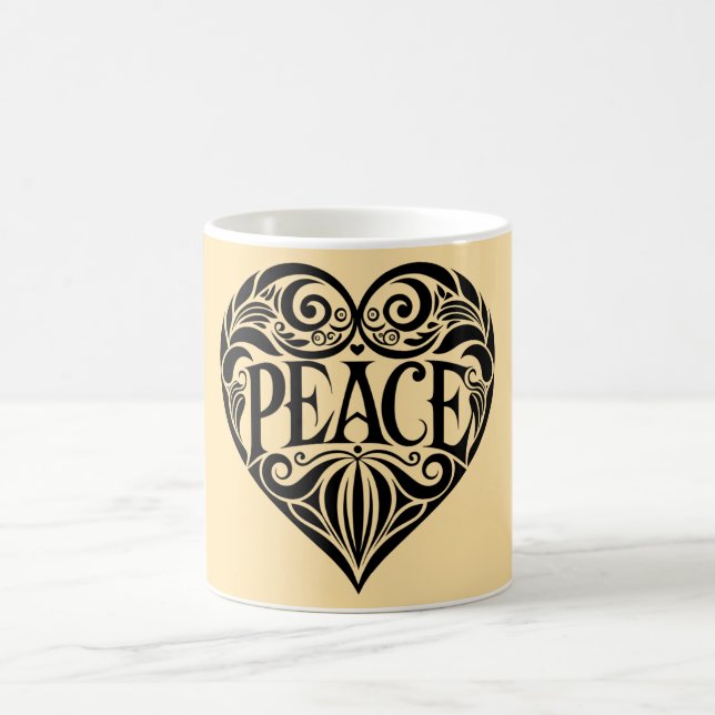 TAZA DE CAFÉ BLACK AND WHITE PEACE HEART (Centro)