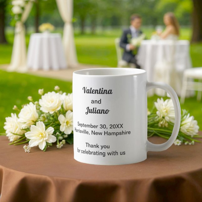 Taza De Café Black and White Wedding Mug (Typography style black and white wedding mug)