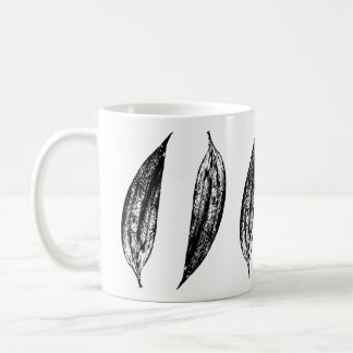 Taza De Café Black and White White Lily Leaf Print