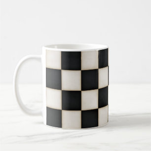 Taza De Café Black & Antique White Checkered