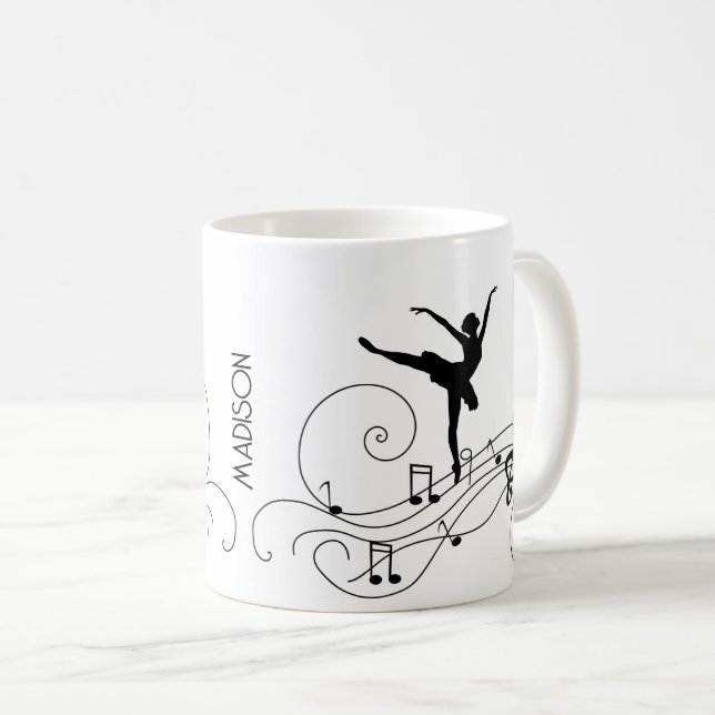 Taza De Café Black Ballerina & Music Notes Coffee Mug (Anverso derecho)