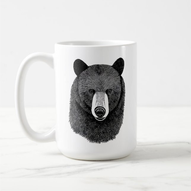 Taza De Café Black Bear Face original Dibujo de arte animal (Izquierda)