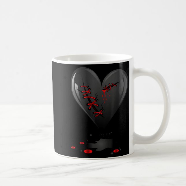 Taza De Café Black Bleeding Cut Open Broken Heart Goth Valentin (Derecha)