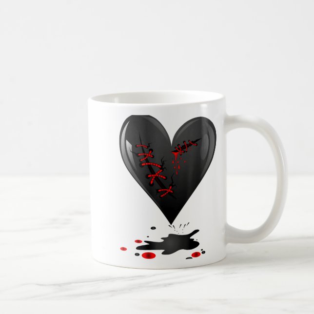 Taza De Café Black Bleeding Cut Open Broken Heart Goth Valentin (Derecha)