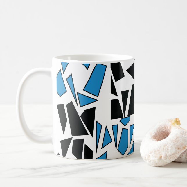 Taza De Café Black Blue Stained Glass Pattern (Con donut)