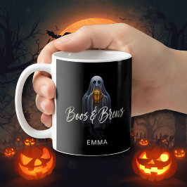 Taza De Café Black Boos & Brews Fantasma Halloween