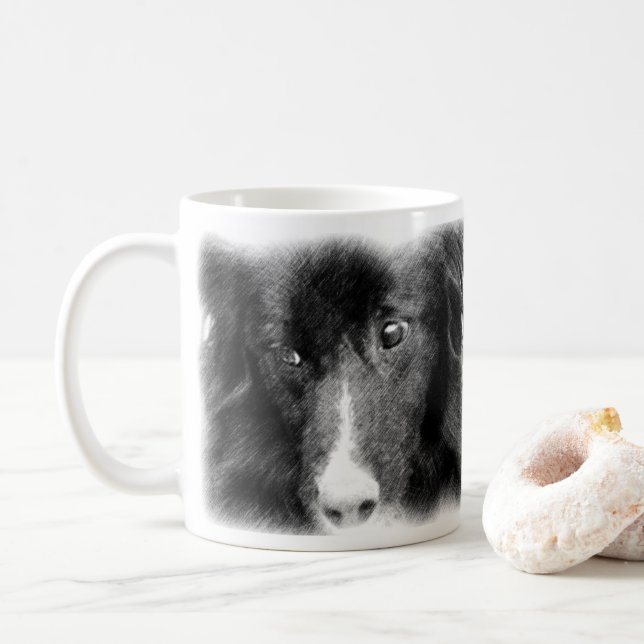 Taza De Café Black Border Collie Animal Art (Con donut)
