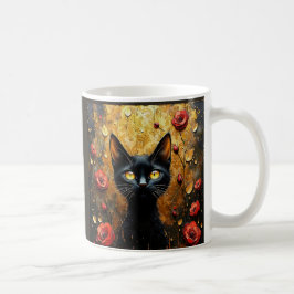 Taza De Café Black Cat and Roses