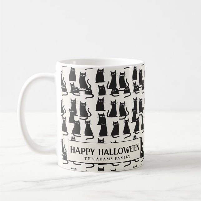 Taza De Café Black Cat blanco Halloween Café Mug (Izquierda)