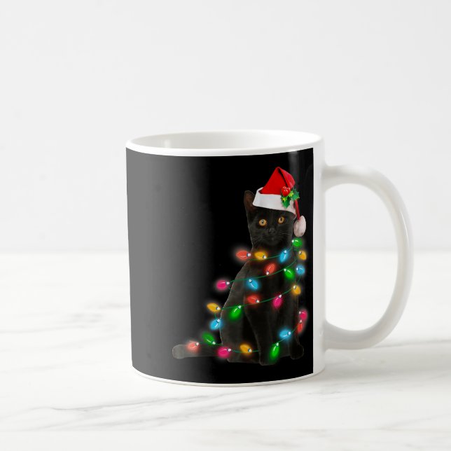 Taza De Café Black Cat Christmas Light Cat Lover Christmas  (Derecha)