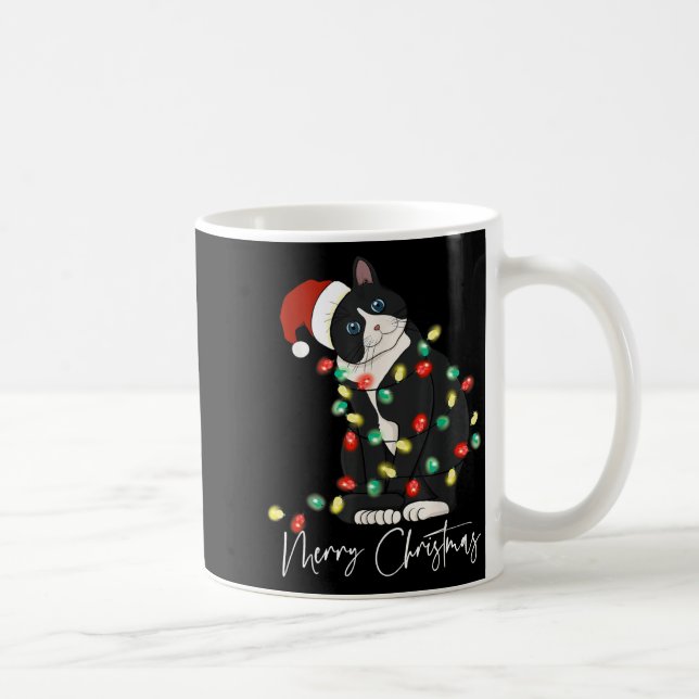 Taza De Café Black Cat Christmas Light Christmas Black Cat With (Derecha)