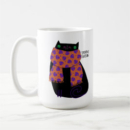 Taza De Café Black Cat Fall Season Halloween Spookone Cute