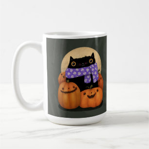 Taza De Café Black Cat Fall Season Happy Halloween