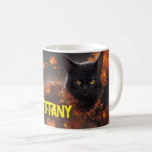Taza De Café Black Cat Flower Magic Everyday Halloween