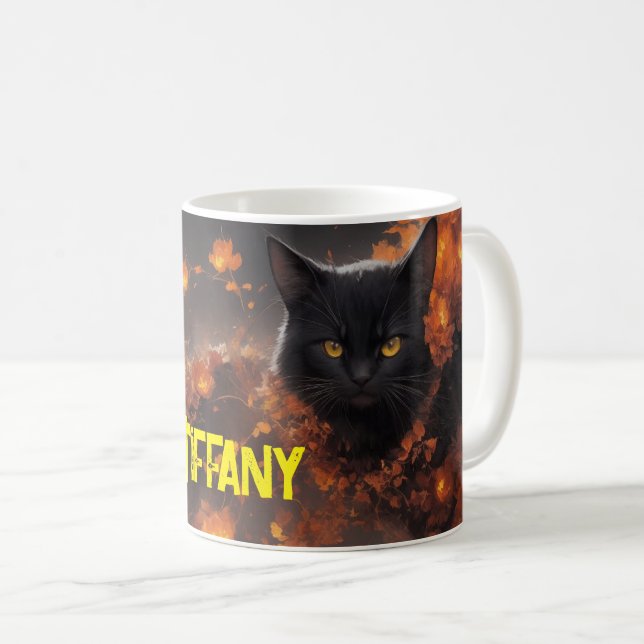 Taza De Café Black Cat Flower Magic Everyday Halloween (Anverso derecho)