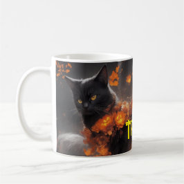 Taza De Café Black Cat Flower Magic Everyday Halloween