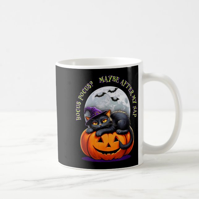 Taza De Café Black Cat Halloween Funny Pumpkin Costume Gift  (Derecha)