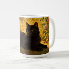 Taza De Café Black Cat in the Flowers I