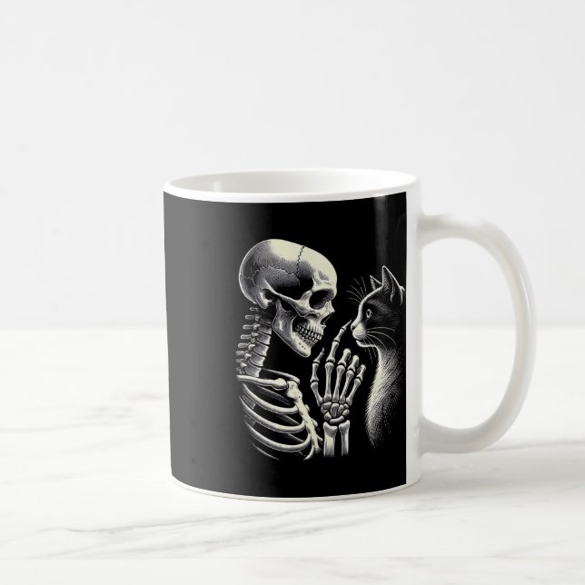 Taza De Café Black Cat Nose Skeletand Funny Halloween Cat L (Derecha)
