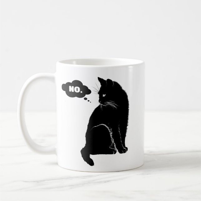 Taza De Café Black Cat Says No – Funny Cat Mom  (Izquierda)