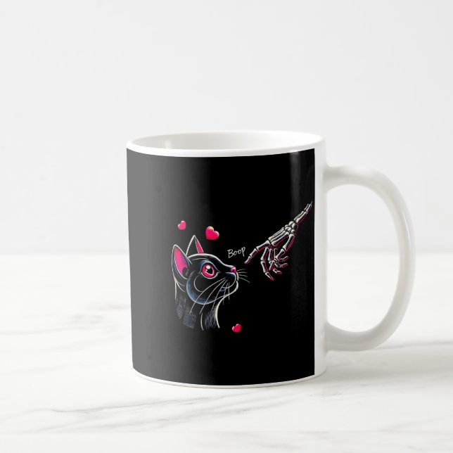 Taza De Café Black Cat Skeleton Hand Boop Valentine's Day Pet O (Derecha)