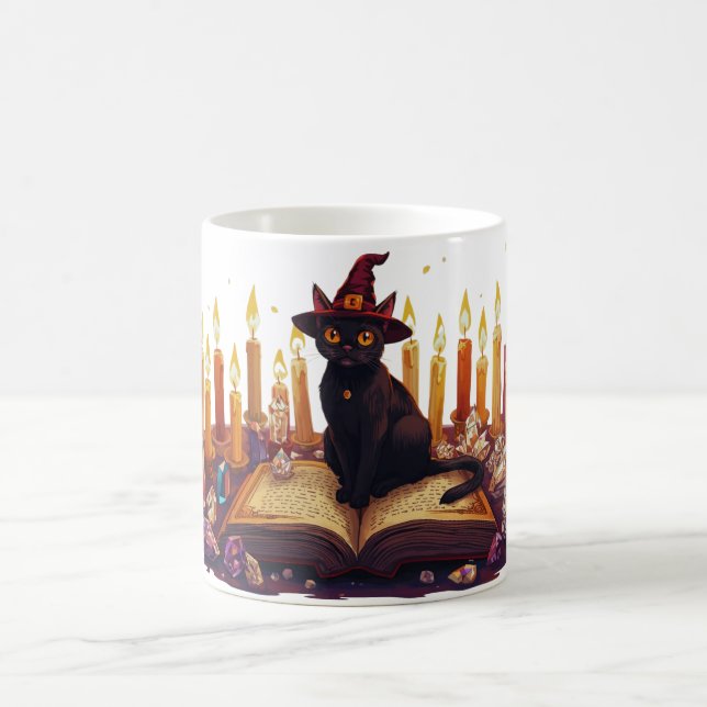 Taza De Café Black Cat Witch Mug | Magical Halloween Coffee Cup (Centro)
