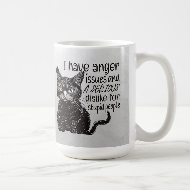 Taza De Café Black Cat With Anger Issues (Derecha)
