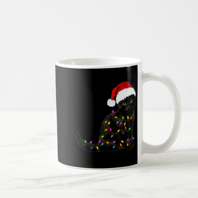 Taza De Café Black Cat With Christmas Light Funny Cat Lover Chr (Derecha)