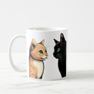 Taza De Café Black Cat Zoning Out - Gracioso meme gatito