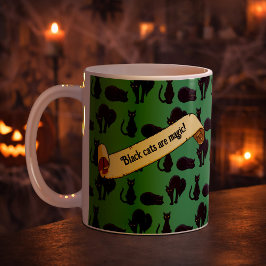 Taza De Café Black Cats Are Magic! Witches Cat Pixel Art Stripe
